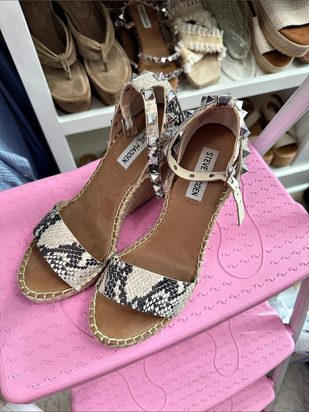 Steve Madden Fifer Women's Animal Print Wedge Sandals US 7.5